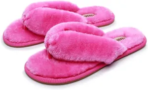 FAYUEKEY Comfort Spa Flip Flops Thong Slide for Women Girls Sexy Fuzzy Bedroom House Slippers with Memory Foam