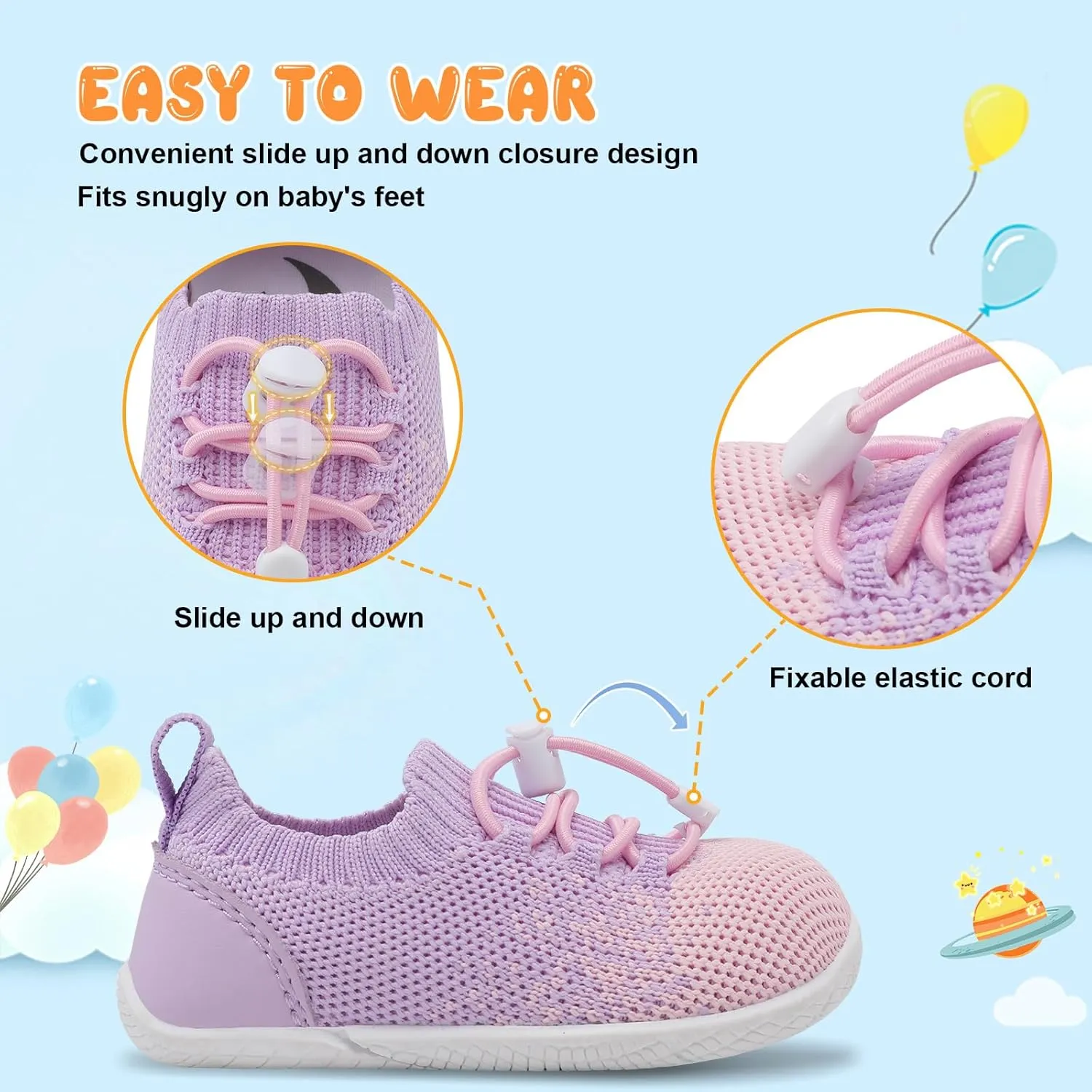 FEETCITY Baby Shoes Boys Girls First Walking Shoes Infant Sneakers Crib Shoes Breathable Lightweight Slip On Shoes