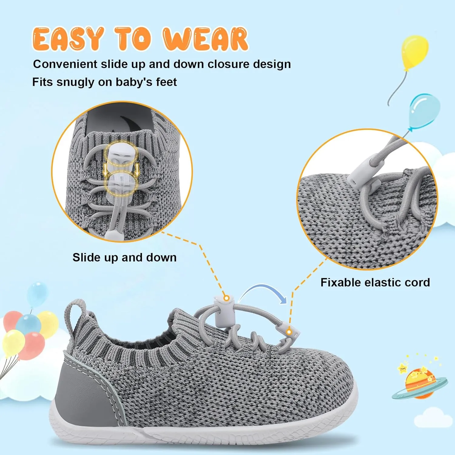FEETCITY Baby Shoes Boys Girls First Walking Shoes Infant Sneakers Crib Shoes Breathable Lightweight Slip On Shoes