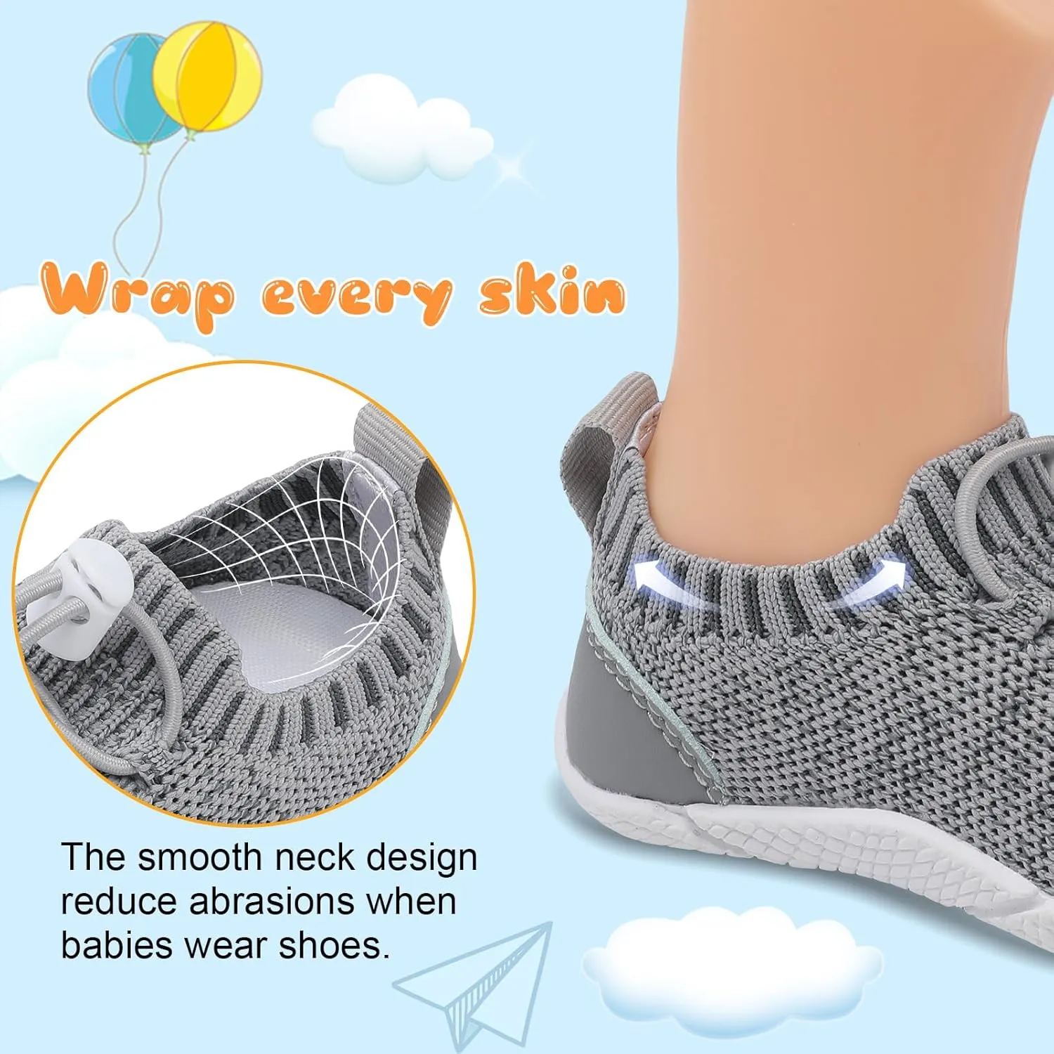 FEETCITY Baby Shoes Boys Girls First Walking Shoes Infant Sneakers Crib Shoes Breathable Lightweight Slip On Shoes
