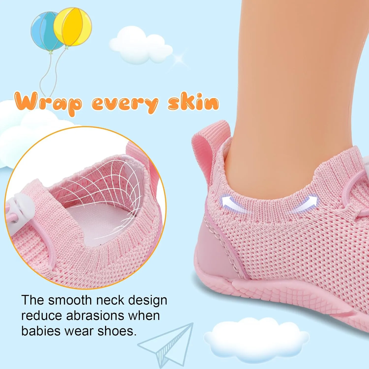 FEETCITY Baby Shoes Boys Girls First Walking Shoes Infant Sneakers Crib Shoes Breathable Lightweight Slip On Shoes