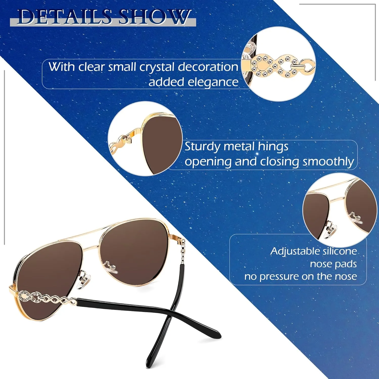 FEISEDY Retro Polarized Pilot Sunglasses for Women 70s Vintage Trendy Shades B4147