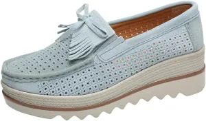 FENIKUSU Women's Platform Loafer Shoes Soft-Soled Slip on Leather Penny Shoes Casual Flatform Sneakers