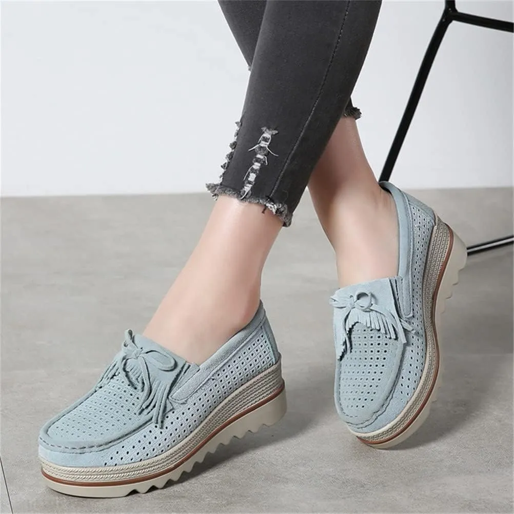 FENIKUSU Women's Platform Loafer Shoes Soft-Soled Slip on Leather Penny Shoes Casual Flatform Sneakers