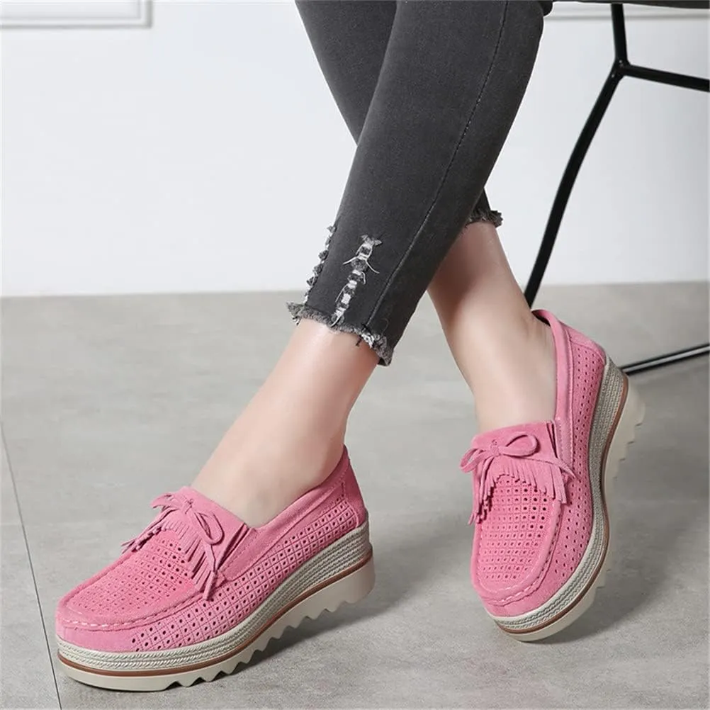FENIKUSU Women's Platform Loafer Shoes Soft-Soled Slip on Leather Penny Shoes Casual Flatform Sneakers