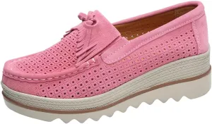 FENIKUSU Women's Platform Loafer Shoes Soft-Soled Slip on Leather Penny Shoes Casual Flatform Sneakers