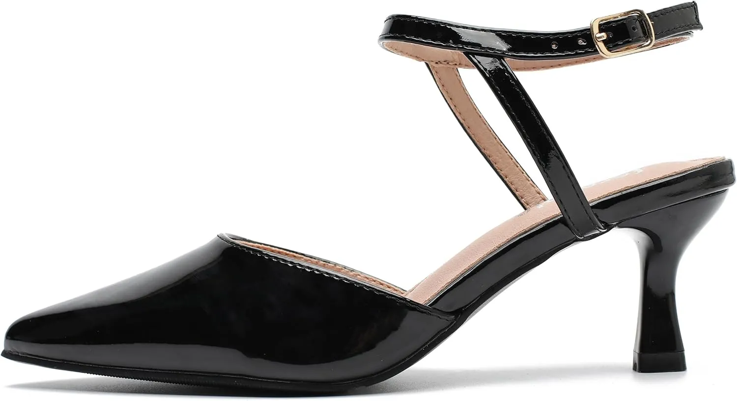 fereshte Women's Low Kitten Heels Ankle Strap Pumps Slingback Closed Toe Summer Dress Shoes