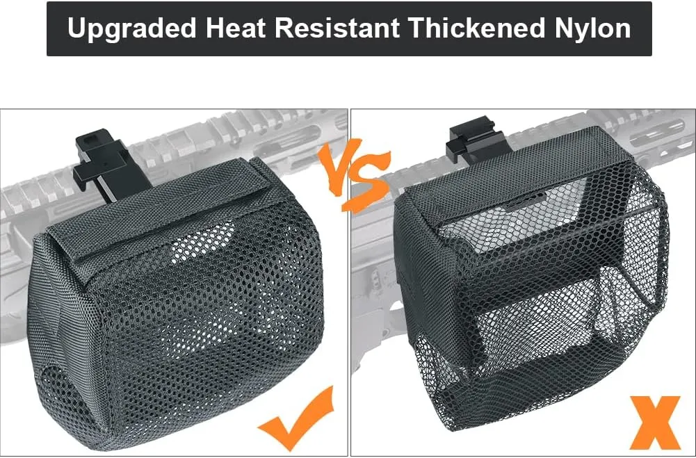 Feyachi Heat Resistant Brass Catcher for AR15 Thickened Nylon Cartridge Casing Shell Catcher Net with Quick Release Zipper, Picatinny Rail Mount - Holds 100  .223/5.56 & .308 Casings
