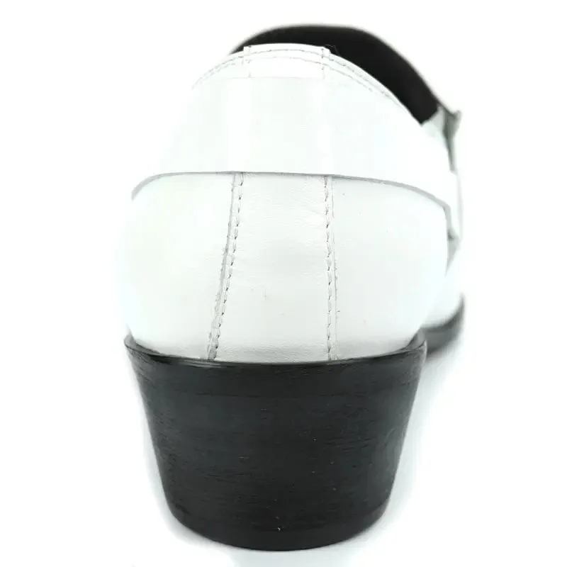 Fiesso FI-7278 White Leather Pointed Toe Loafers