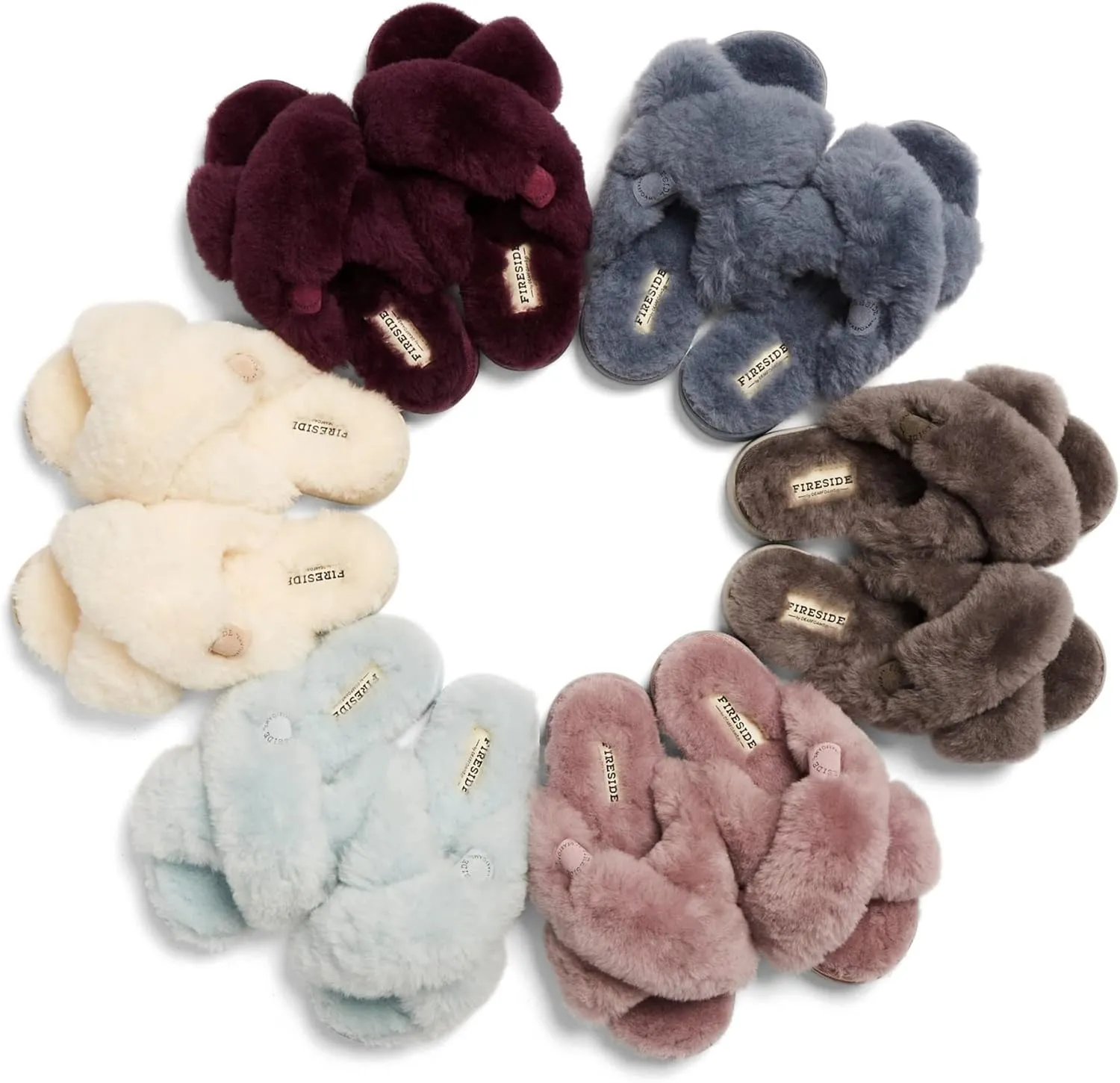 Fireside by Dearfoams Women's Newcastle Crossband All Over Shearling Easy on/Off Slide Slipper