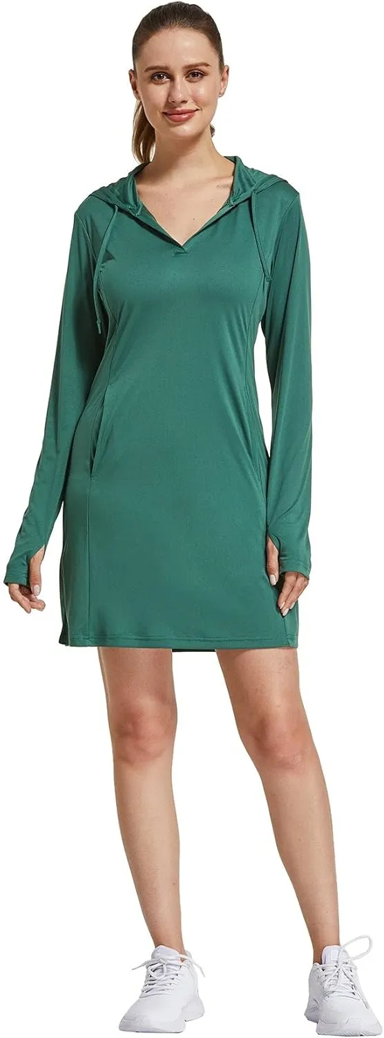 FitsT4 Sports Womens Cover-Up Dress Beach UPF 50  SPF Sun Protection Long Sleeve Shirts