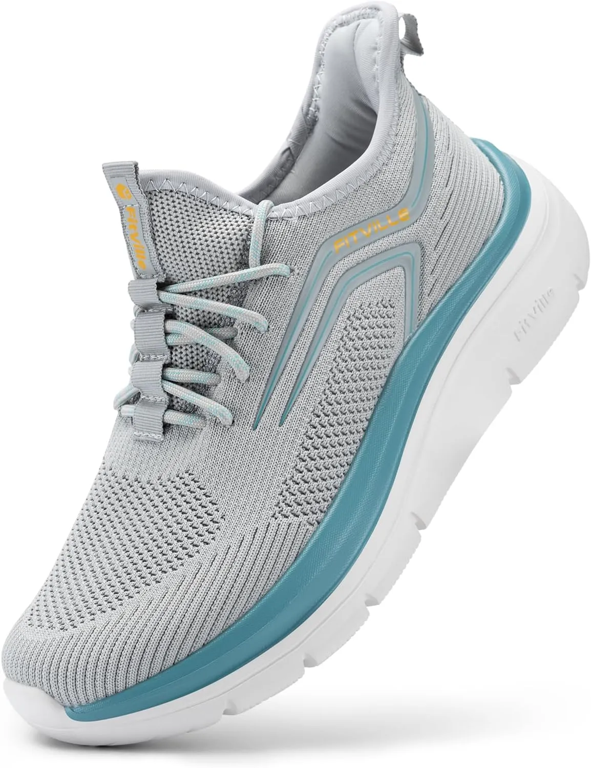 FitVille Men's Wide Walking Shoes Athletic Sneakers Lightweight Workout Slip-on Shoes for Flat Feet - Cloud Strider V1