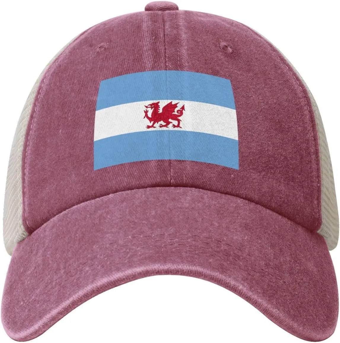 Flag of The Welsh Colony in Patagonia Baseball Cap Women Men Mesh Back Denim Hat Vintage Trucker Hats Dad Caps