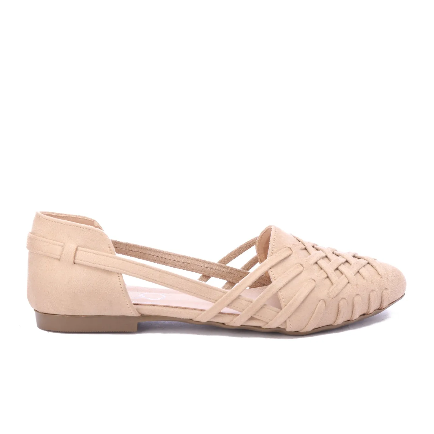 Flat Cut-Out Sandals-Beige