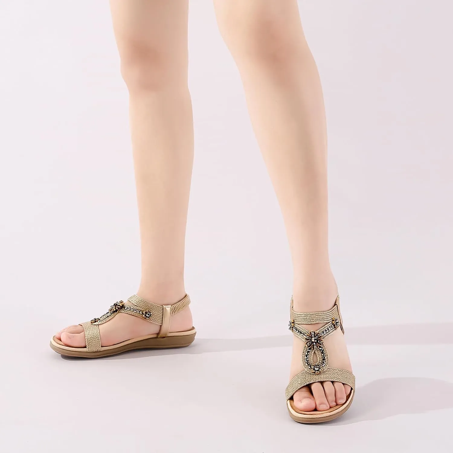 Flat Sandals for Women Dressy - Comfortable Walking Summer Slip on Womens Sandal