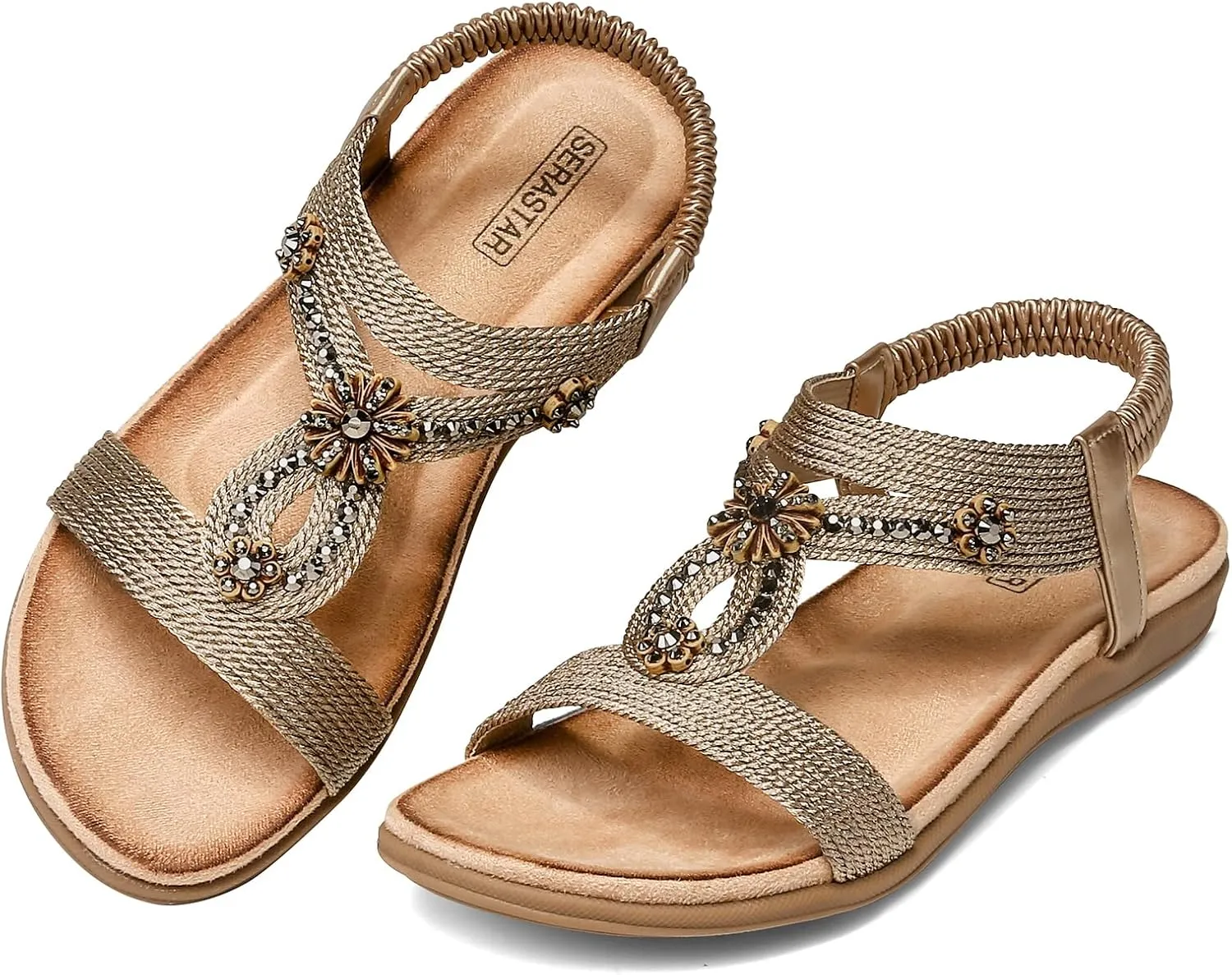 Flat Sandals for Women Dressy - Comfortable Walking Summer Slip on Womens Sandal
