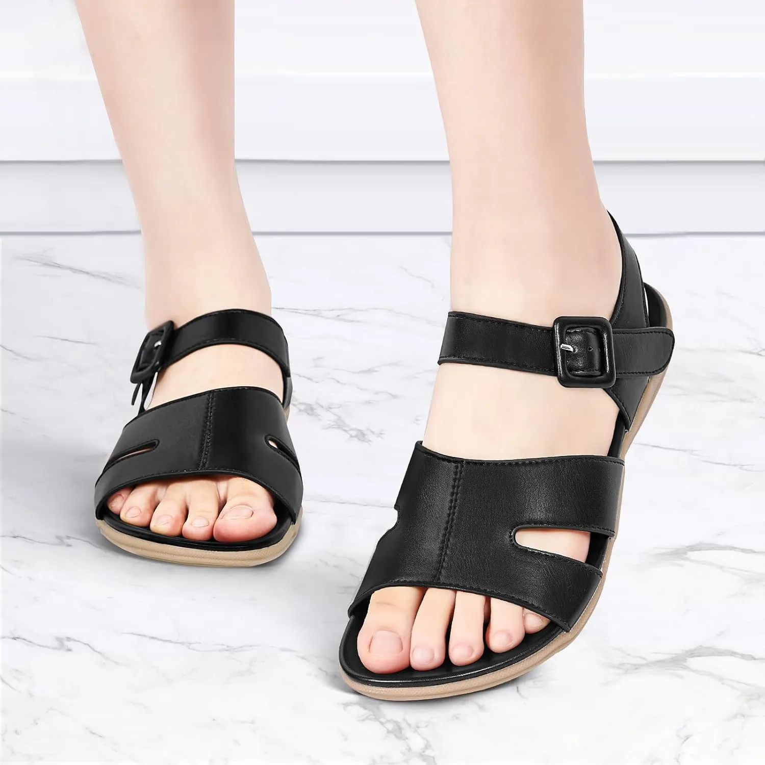 Flat Sandals for Women Dressy - Comfortable Walking Summer Womens Sandal