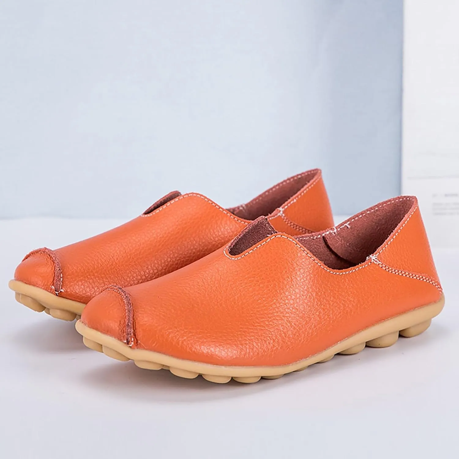 Flat Shoes for Women Comfortable Slip On Loafers Dressy Summer Closed Toe Flat Loafer Lightweight Comfort Walking Boat Shoe Fashion Casual Walking Nurse Shoes Non-Slip Loafer