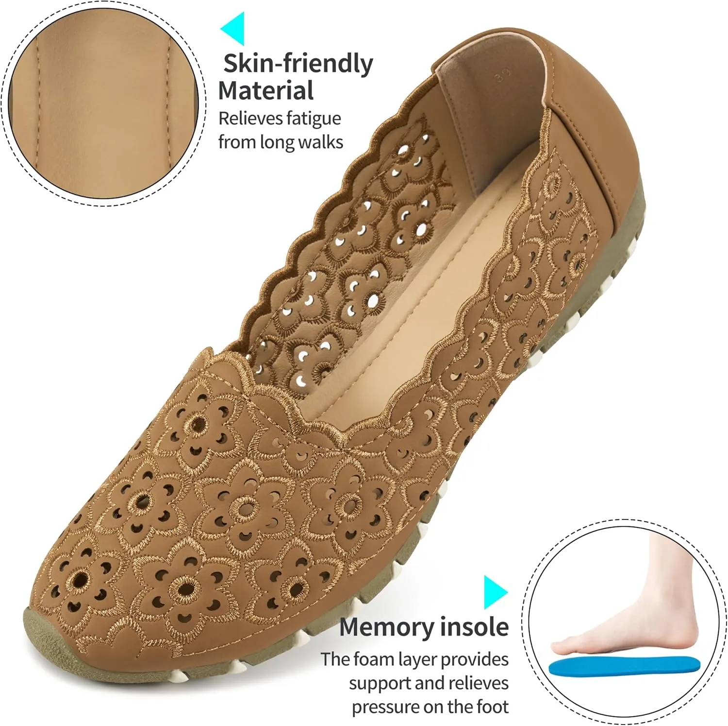 Flats for Women Ballet Shoes: Comfortable Closed Toe Dressy Shoes for Womens Slip on Ballet Flats