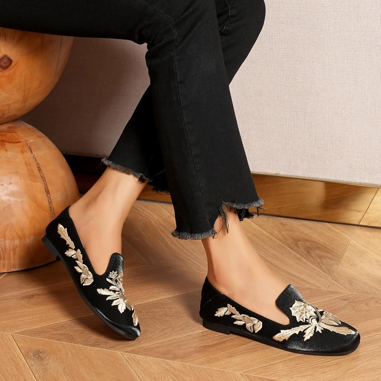 Flats for Women Comfortable Satins Ballet Flat Square Toe Dressy Shoes Slip on Flats for Women Comfort