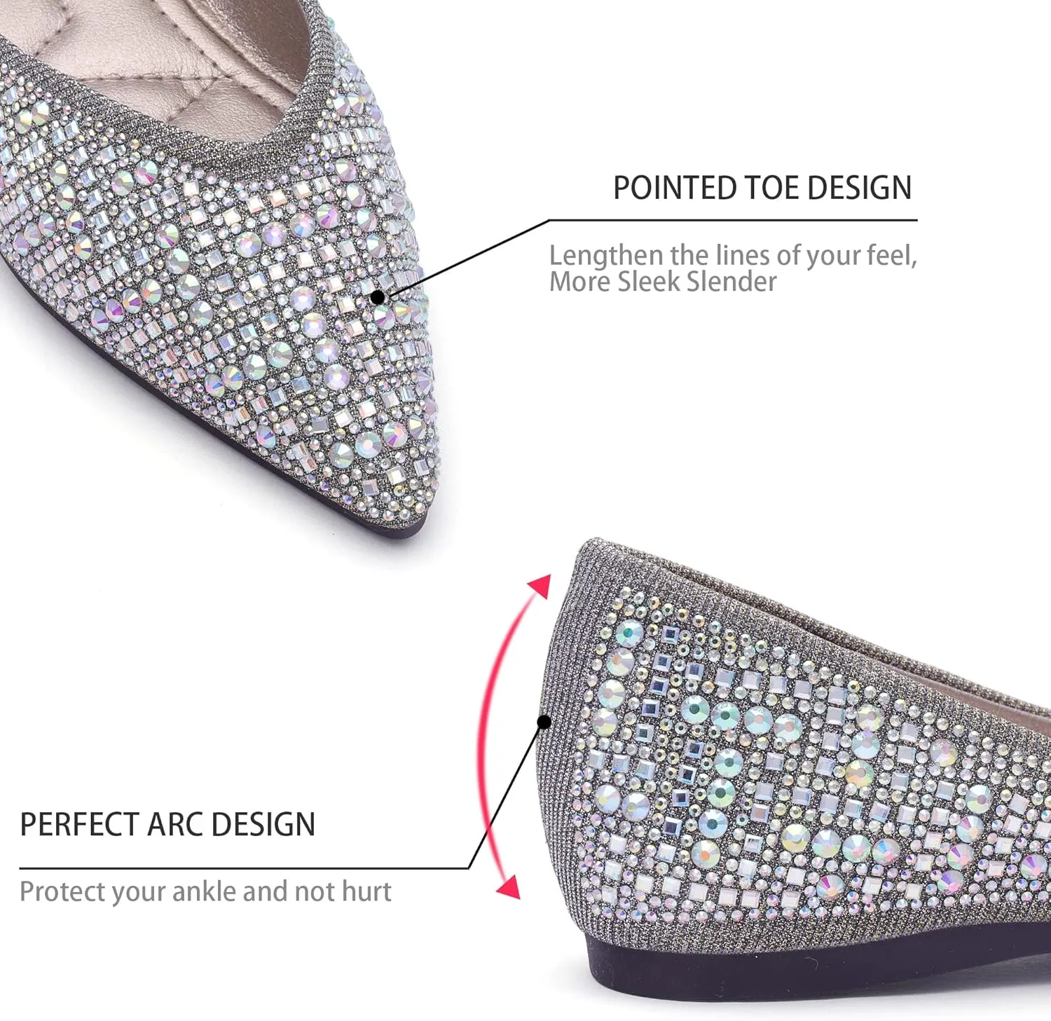 Flats for Women Pointed Toe Fashion Wedding Shoes Work Casual Slip-On Dress Shoes Women Comfortable Dressy Flat