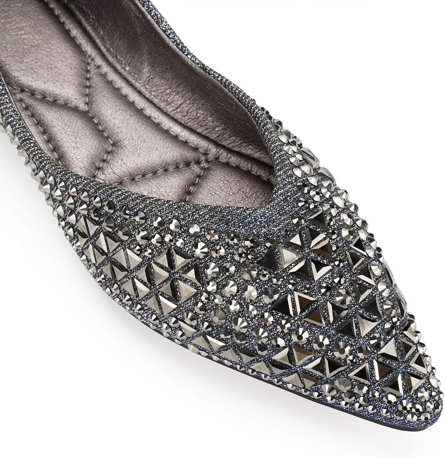 Flats Shoes Women Rhinestone Pointed Head Ballet Flats Comfortable Soft Memory Foam Insole Flat Shoes for Women Comfortable Dress Shoes