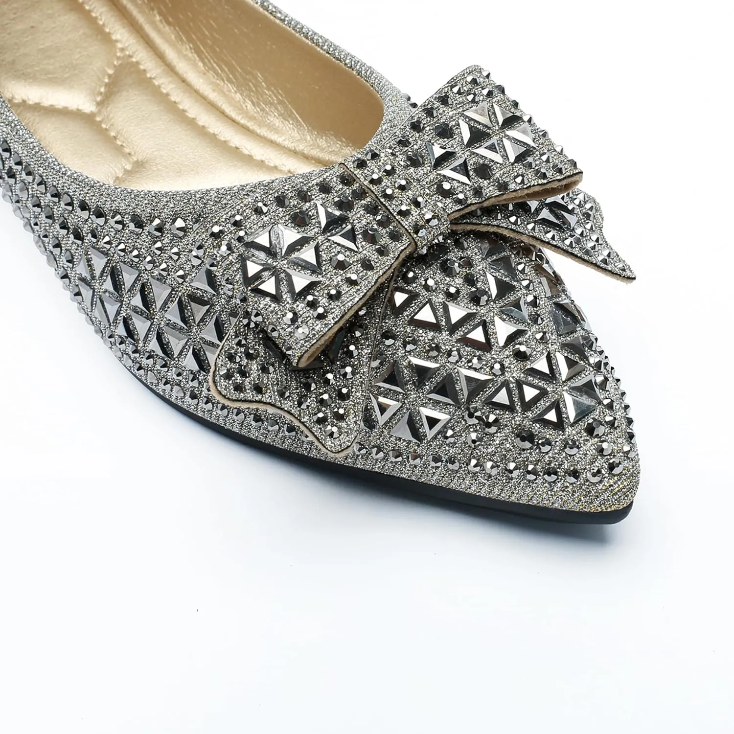 Flats Shoes Women Rhinestone Pointed Head Flats Comfortable Soft Memory Foam Insole Flat Shoes