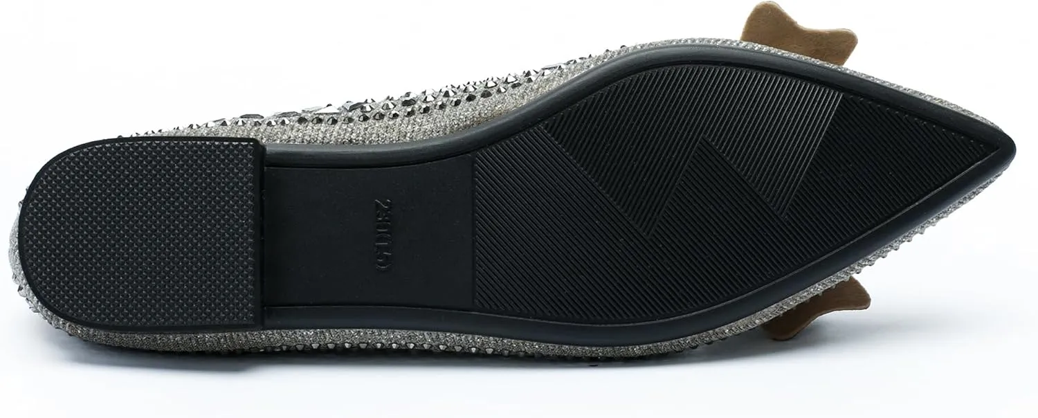 Flats Shoes Women Rhinestone Pointed Head Flats Comfortable Soft Memory Foam Insole Flat Shoes