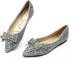 Flats Shoes Women Rhinestone Pointed Head Flats Comfortable Soft Memory Foam Insole Flat Shoes