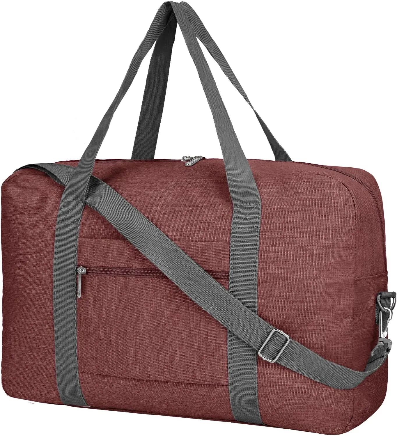 Foldable Airplane Cabin Bag Unisex Duffle Tote Bag with Shoulder Strap Lightweight Carry-on Bag With Trolley Strap (Jujube Red)
