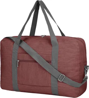 Foldable Airplane Cabin Bag Unisex Duffle Tote Bag with Shoulder Strap Lightweight Carry-on Bag With Trolley Strap (Jujube Red)