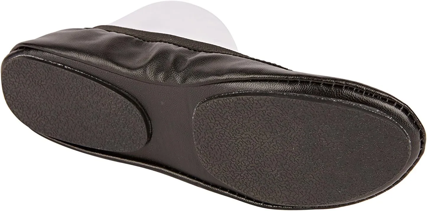 Foldable Ballet Flats Shoes,Portable Comfortable Roll Up Travel Shoes with Carry Purse & Carry Bag with a Solid Sole,Colours Black,Silver,Champagne and Leopard