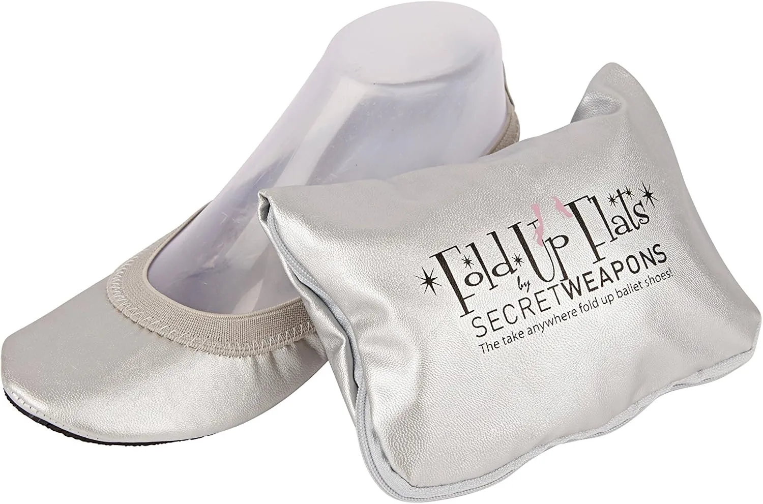 Foldable Ballet Flats Shoes,Portable Comfortable Roll Up Travel Shoes with Carry Purse & Carry Bag with a Solid Sole,Colours Black,Silver,Champagne and Leopard