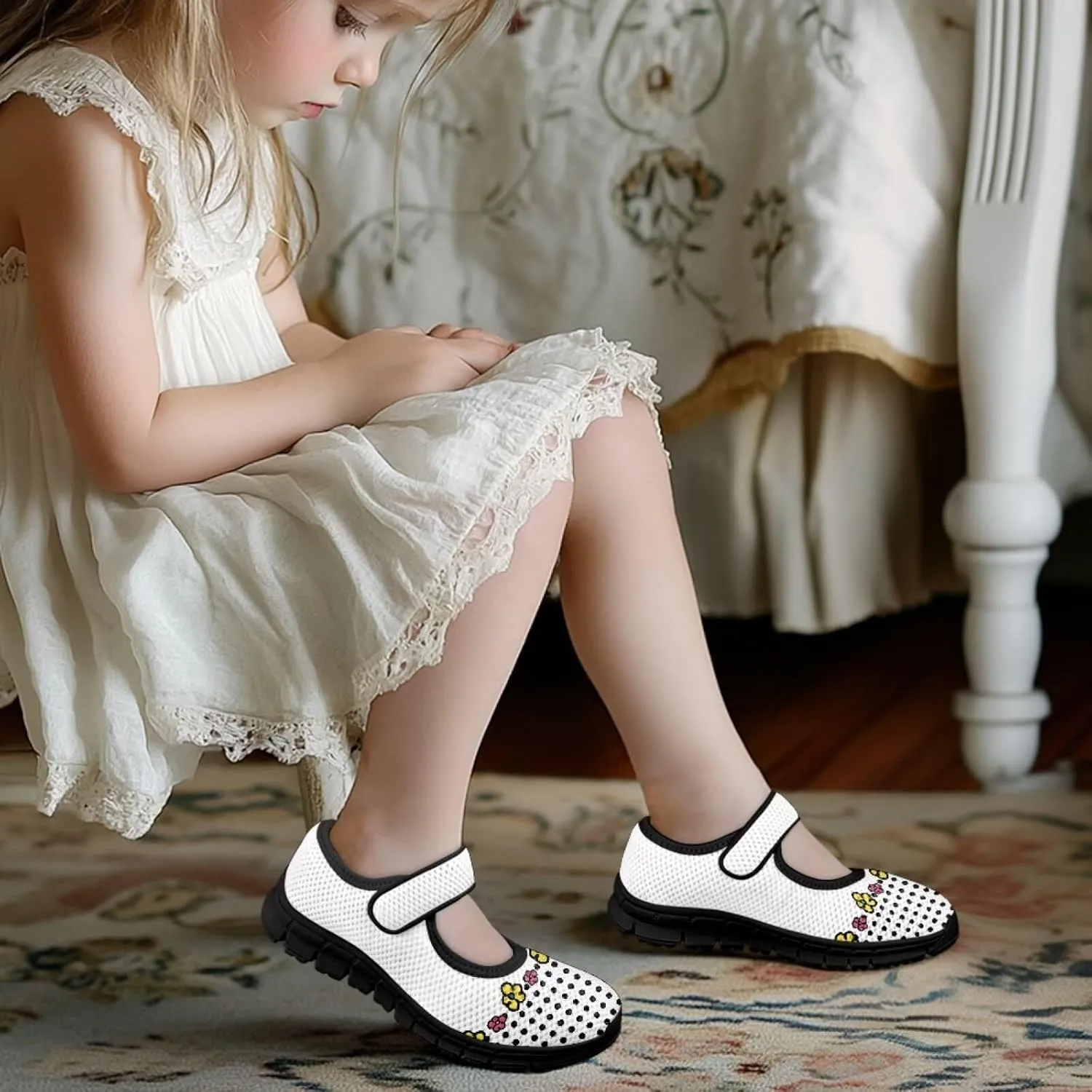 Forchrinse Bling Bling Print Girls Mary Jane Flat,Toddle Sliver Shining Print Dress Shoes Ballet Flat for Flower Girls Costume Party Dress Shoes,Causal Back to School Shoes,Size 11-2.5