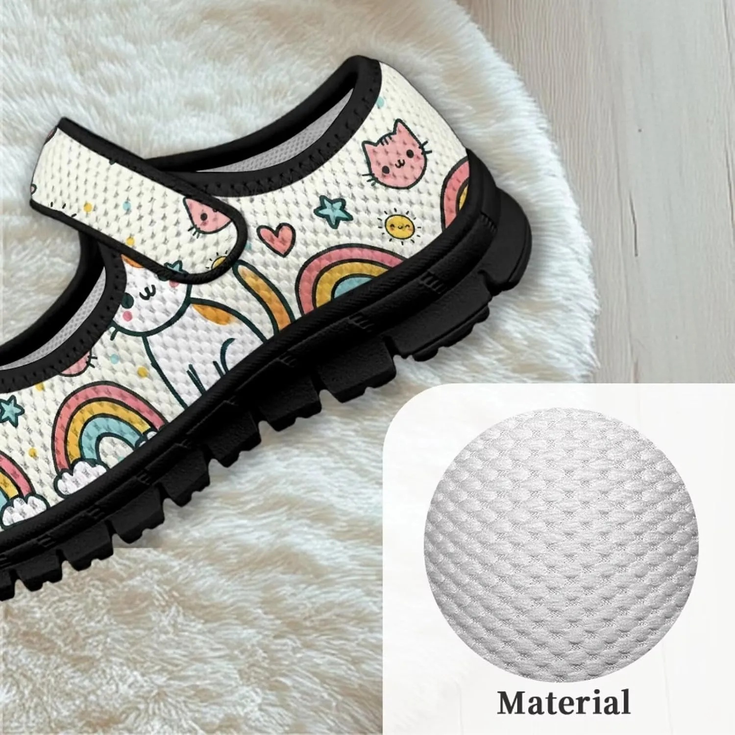 Forchrinse Blue Galaxy Cat Print Toddler Girls Mary Jane Flats,Breathable Slip on Comfort Platform Mary Jane for Kids Dress Walking Shoes