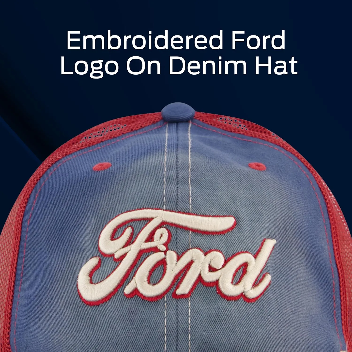 Ford Truck Hat, Logo Mesh Adjustable Baseball Cap with Curved Brim