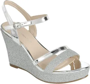 Forever FQ22 Women's Glitter Strappy Wrapped Wedge Heel Platform Sandals