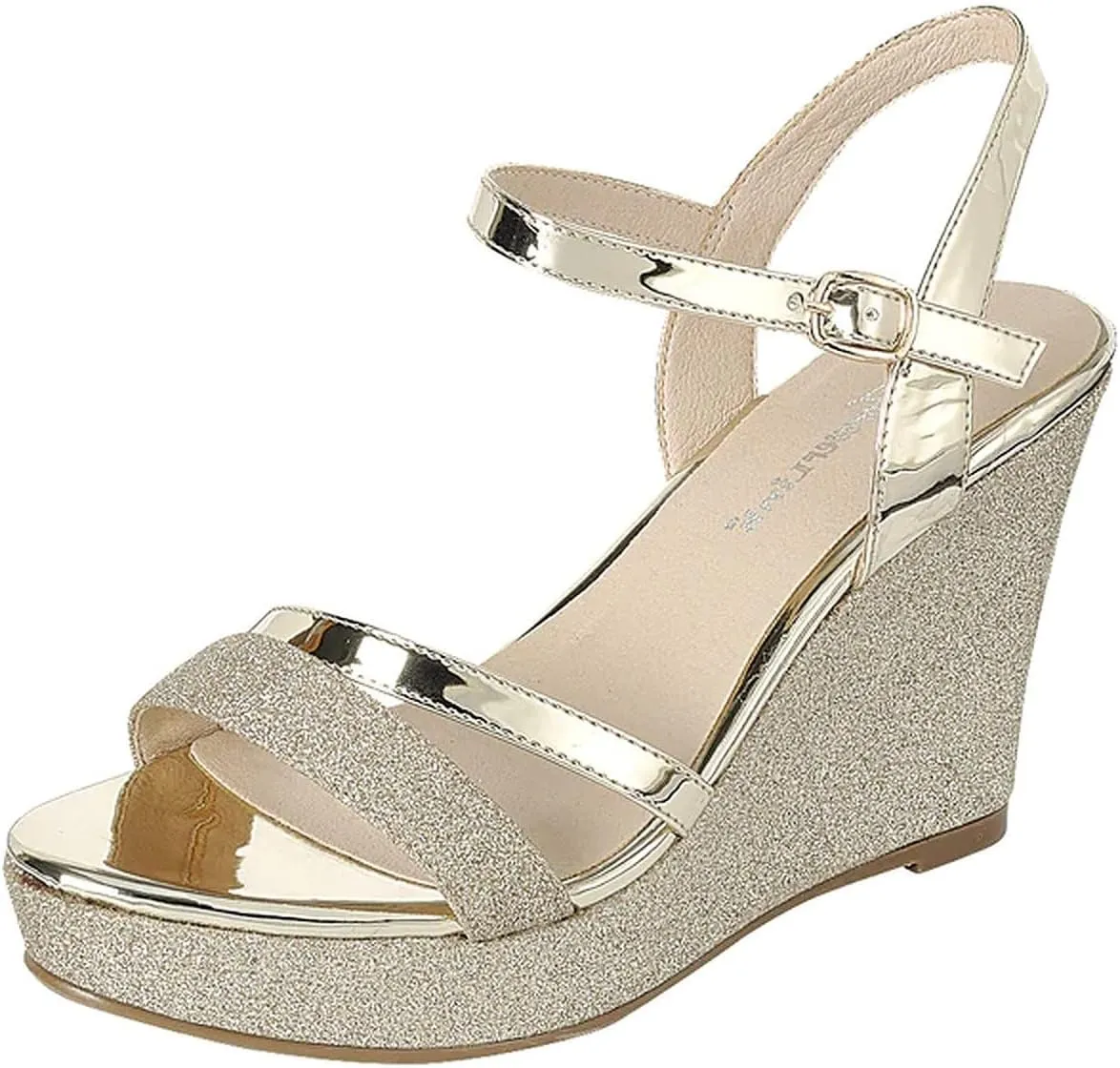 Forever FQ22 Women's Glitter Strappy Wrapped Wedge Heel Platform Sandals