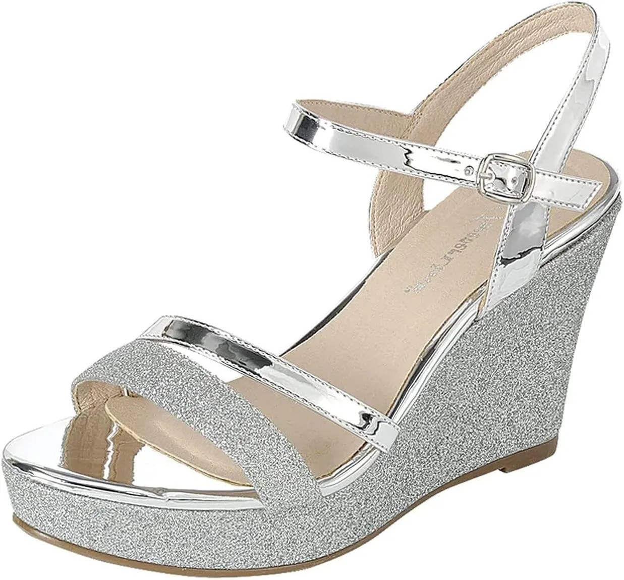 Forever FQ22 Women's Glitter Strappy Wrapped Wedge Heel Platform Sandals
