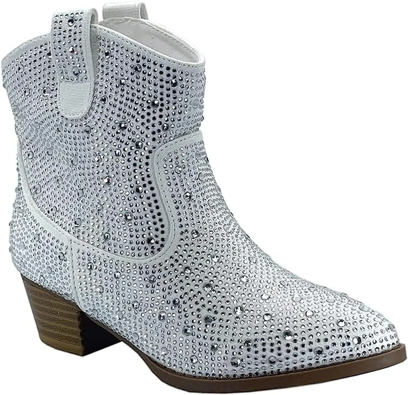 Forever Girls Rhinestone Cowboy Boots Kids Low Heel Dress Booties