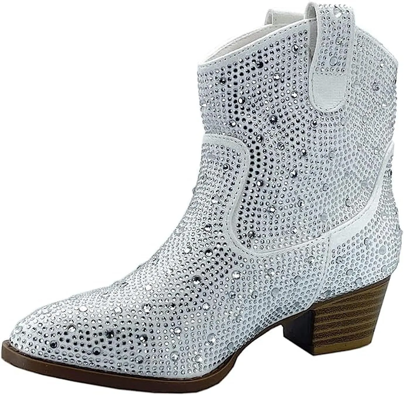Forever Girls Rhinestone Cowboy Boots Kids Low Heel Dress Booties