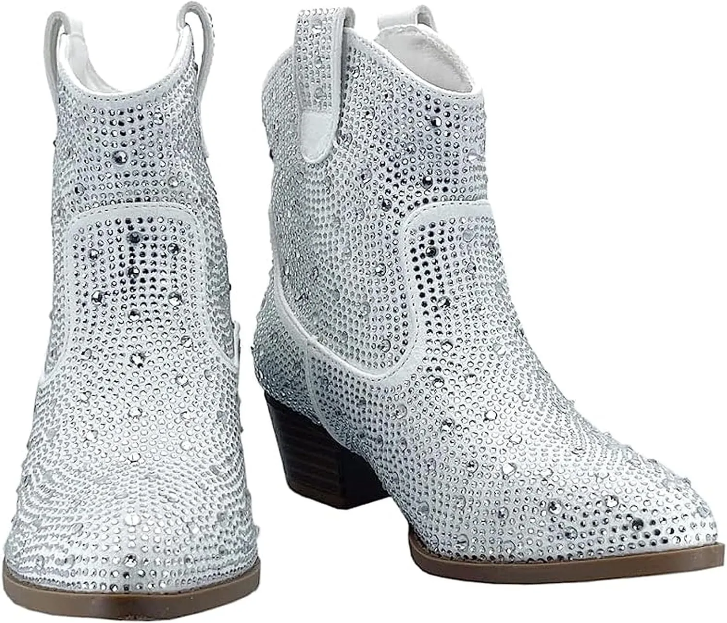 Forever Girls Rhinestone Cowboy Boots Kids Low Heel Dress Booties
