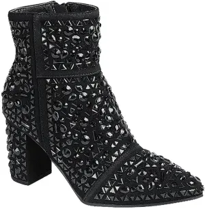 Forever Women Rhinestone Glitter Block Chunky Heel Ankle Booties