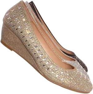 Forever Womens Low Wedge Heel Closed Toe Wedding Party Dress Sandals Shoes