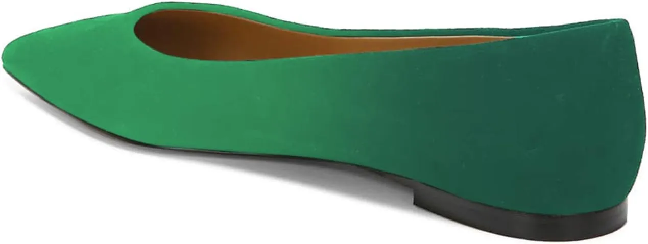 FOWT Spring Suede Classic Slip on Flats Two Tone Elegant Pointed Toe Black Flats for Women Comfort Low Heel Shallow Walking Daily Casual Dress Shoes, US Size 4-16 M