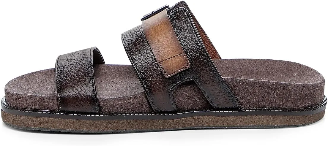 FRANCO CUADRA | Brown Deer Leather Sandal for Men with Modern and Comfortable Design 4M5VNTV