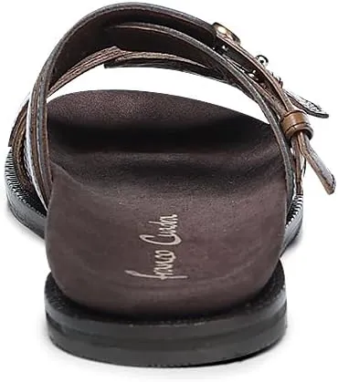 FRANCO CUADRA | Casual Sandal for Women in Genuine Brown Leather with Adjustable Buckle 45STSTS Almendra