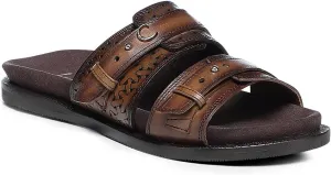 FRANCO CUADRA | Casual Sandal for Women in Genuine Brown Leather with Adjustable Buckle 45STSTS Almendra
