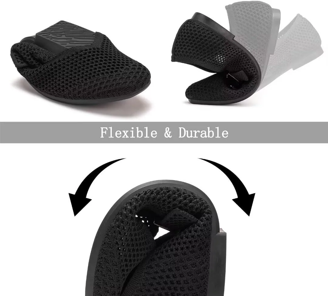 Frank Mully Womens Casual Flat Shoes Square Toe Shoes Knitted Mesh Flat Comfort Work Flat Shoes for Daily Washable