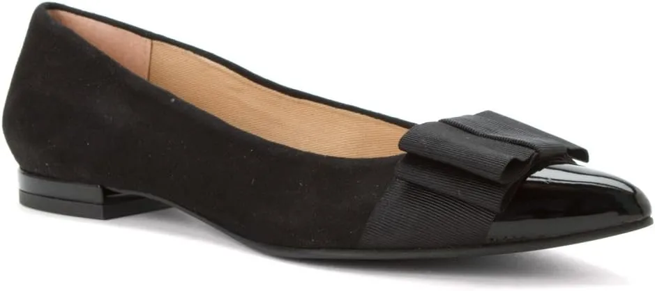 French Sole Onstage - Sandals for Women - Leather Upper - Patent Cap Toe - Low Stacked Heel - Rubber Outsole Black Patent/Black Suede 5 M